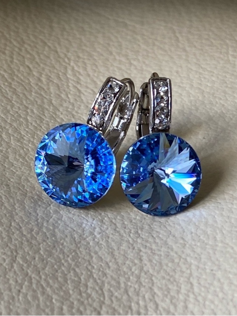 Sparkling Blue Crystal Drop Earrings